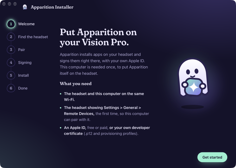 Apparition Installer&rsquo;s welcome screen