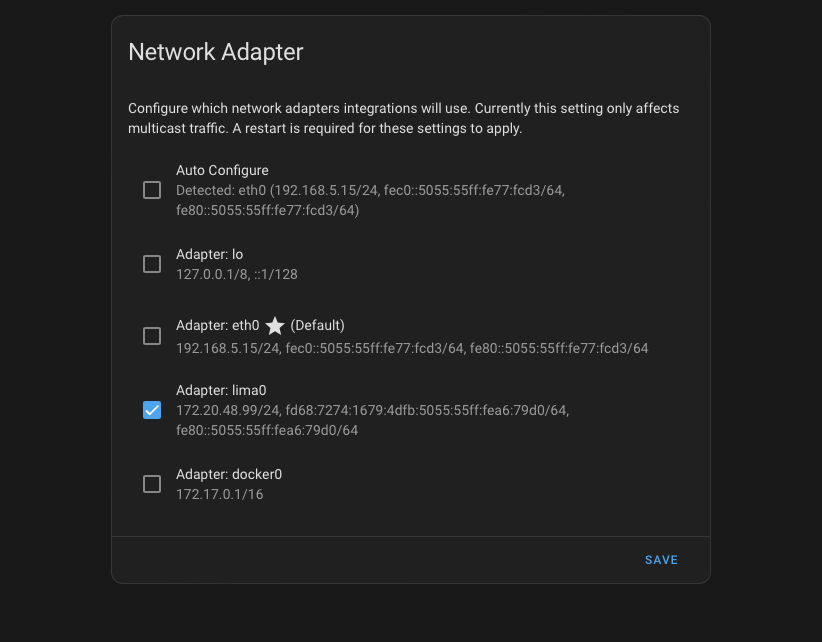 Home Assistant network settings